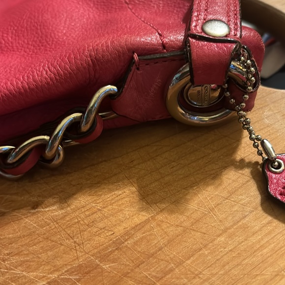 Coach shoulder handbag—red and pinkish color—good condition NO rips or Tears - Picture 6 of 16